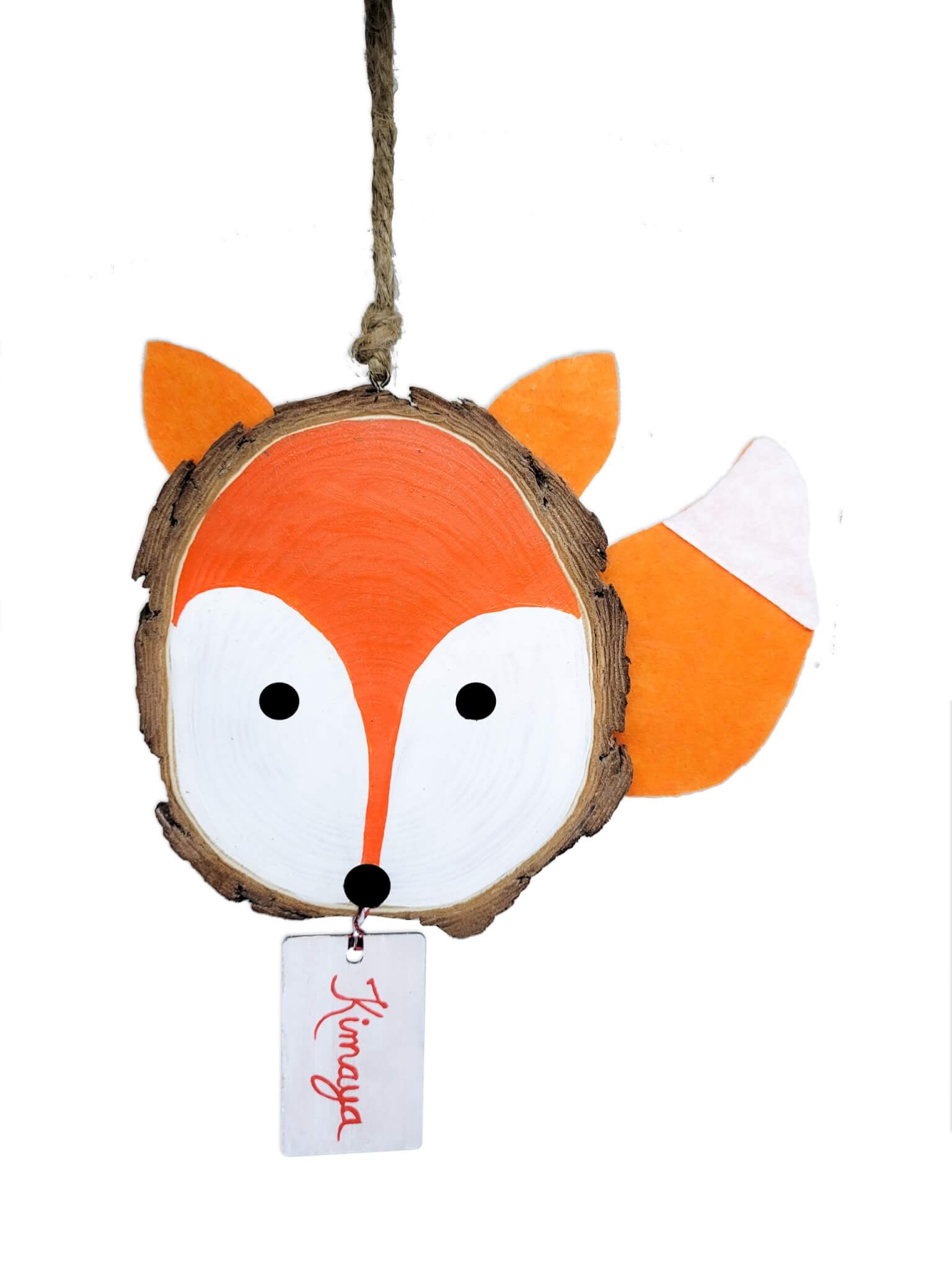 FOX WOOD SLICE ORNAMENT 3