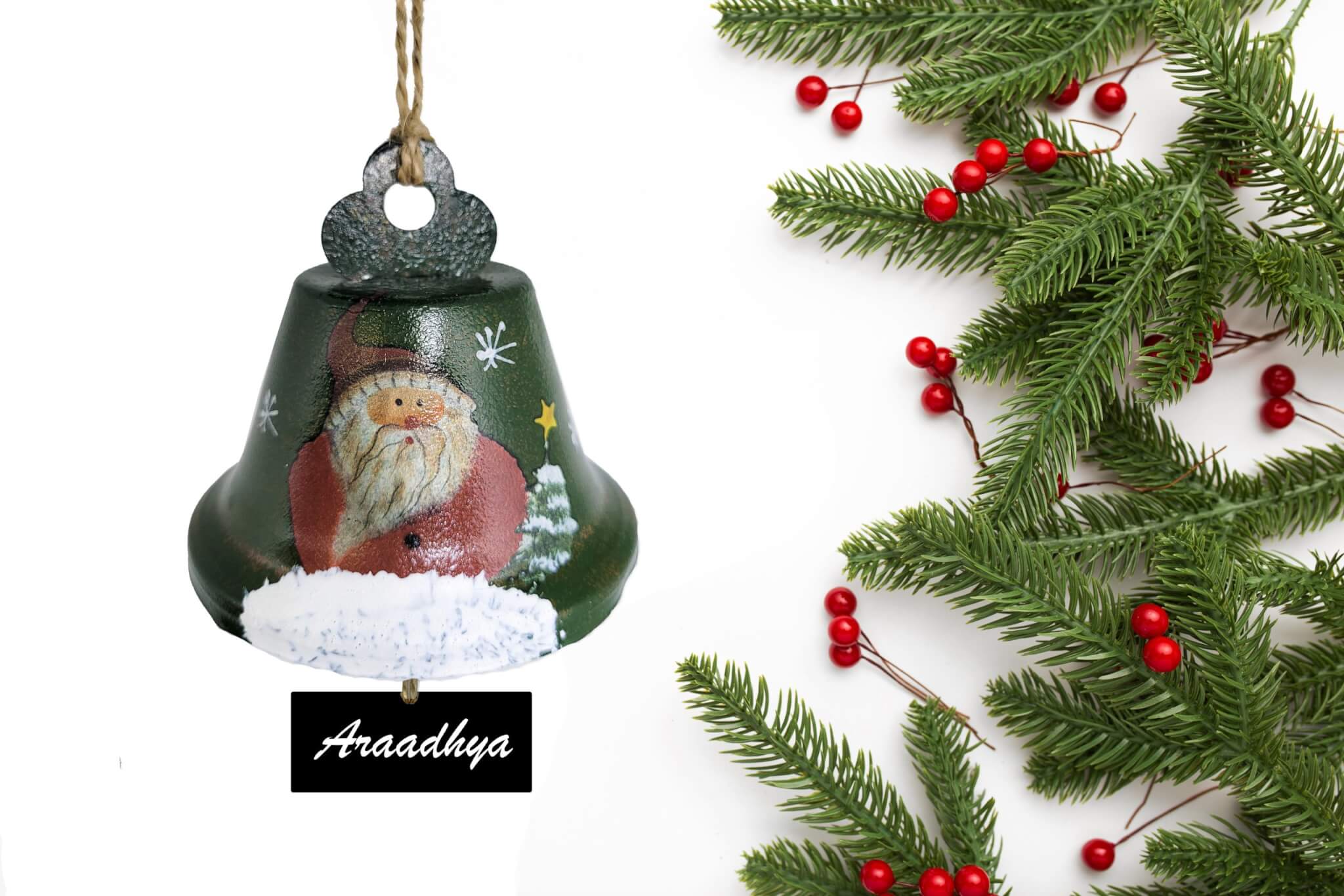 Christmas background with Christmas greeting message on white ba