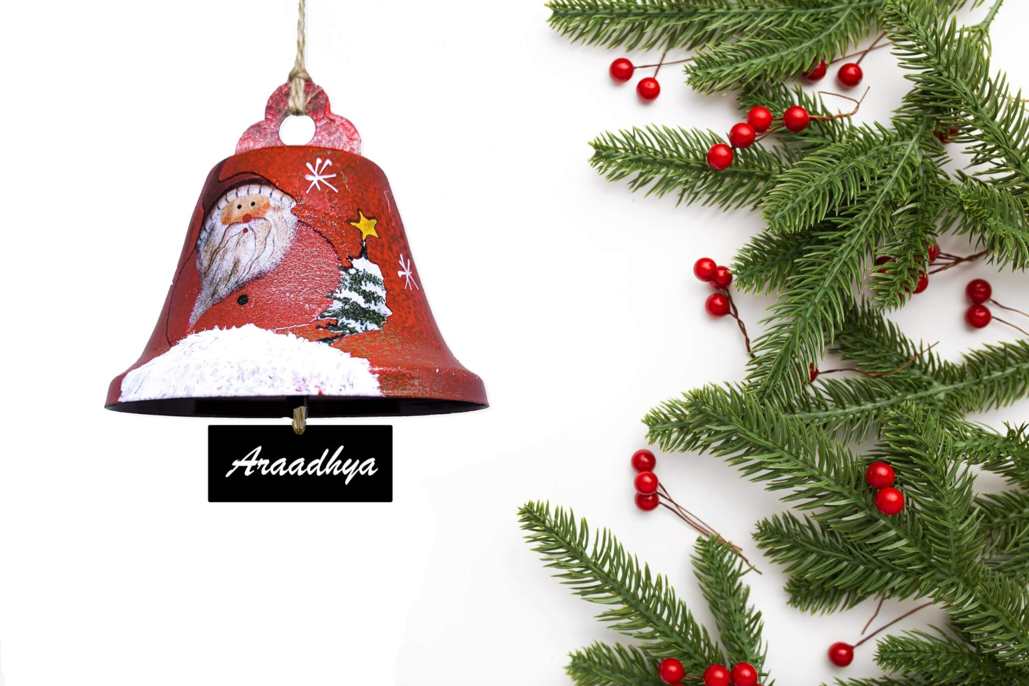 Christmas background with Christmas greeting message on white ba