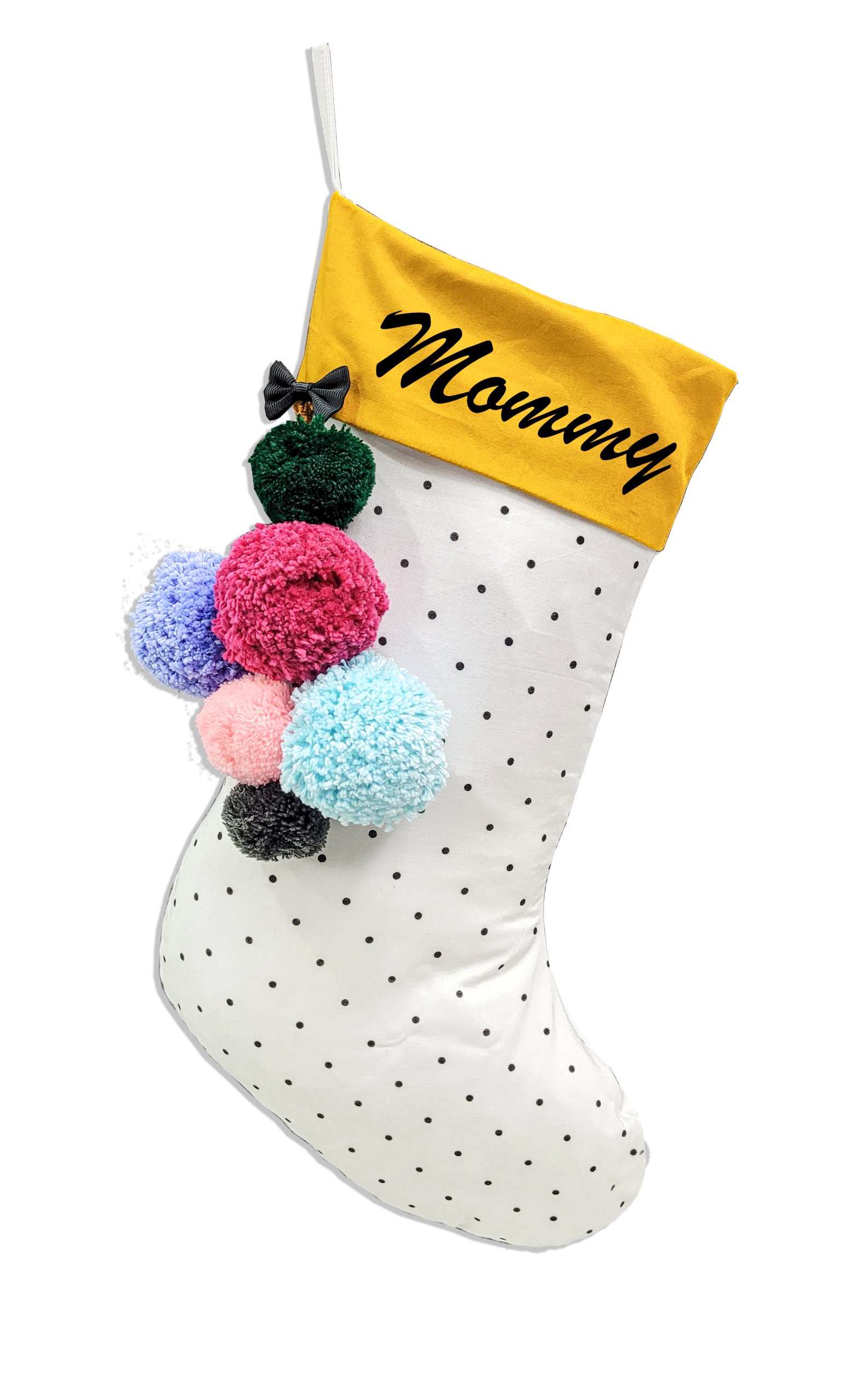 OCHRE HUE WITH POLKA & POM POMS STOCKING 2 copy