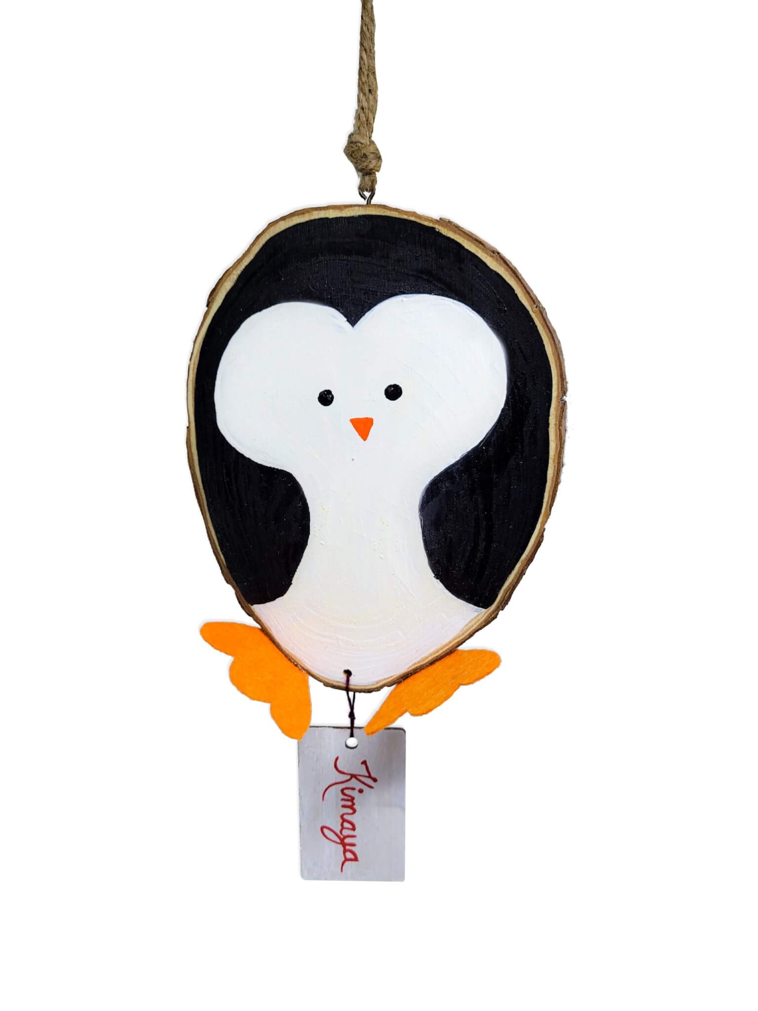 PENGUINE WOOD SLICE ORNAMENT 3