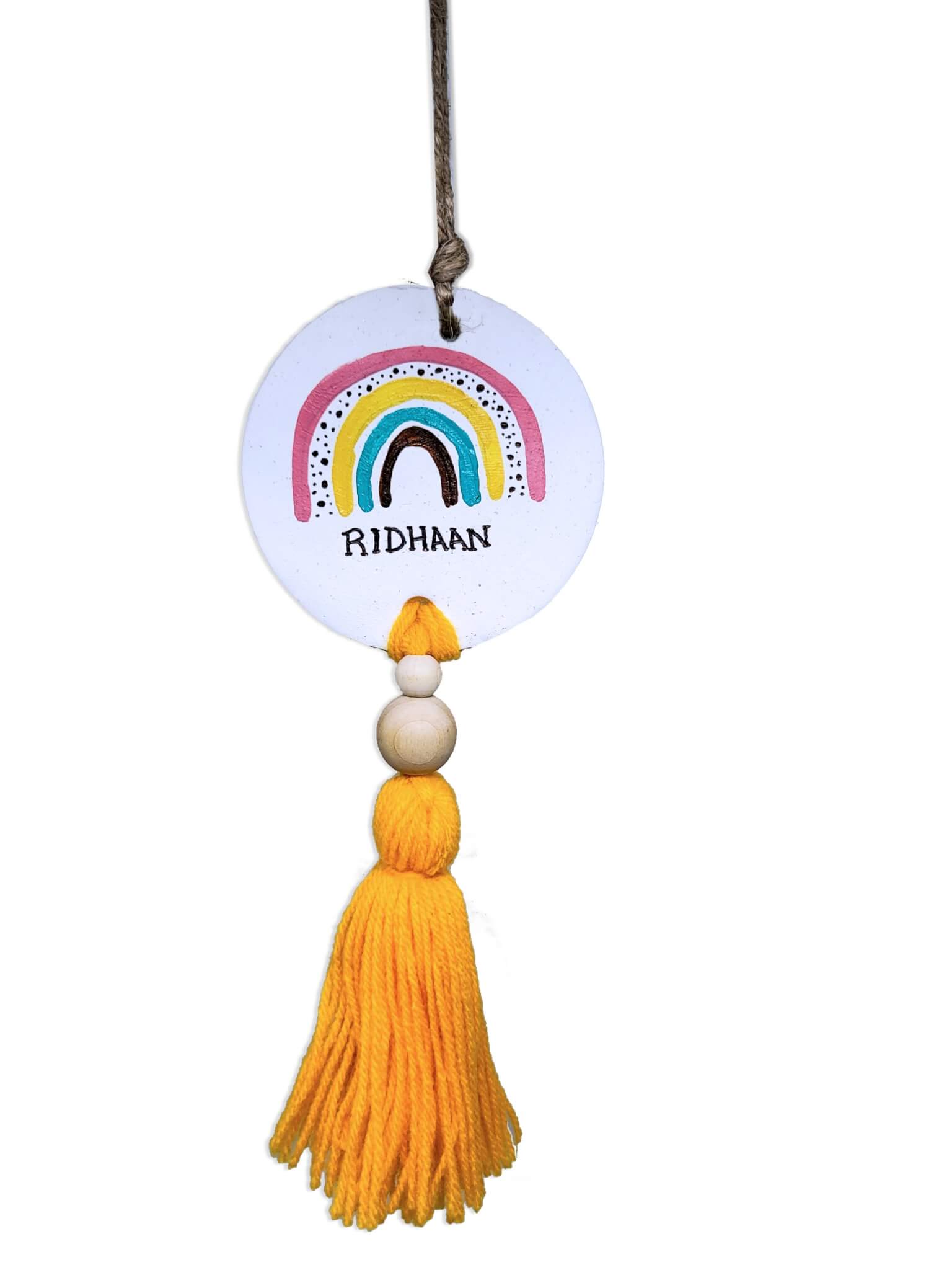 RAINBOW BAUBLE WITH TASSEL ORNAMENT - RECYCLED PAPER CLAY 3