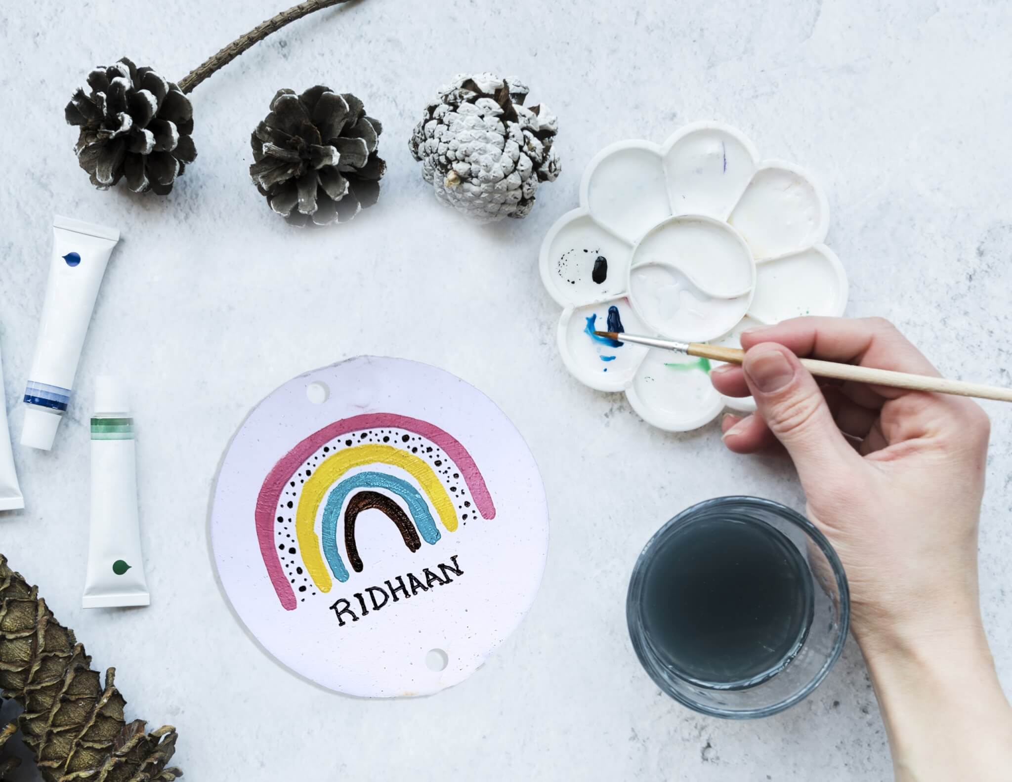 RAINBOW BAUBLE WITH TASSEL ORNAMENT - RECYCLED PAPER CLAY 4