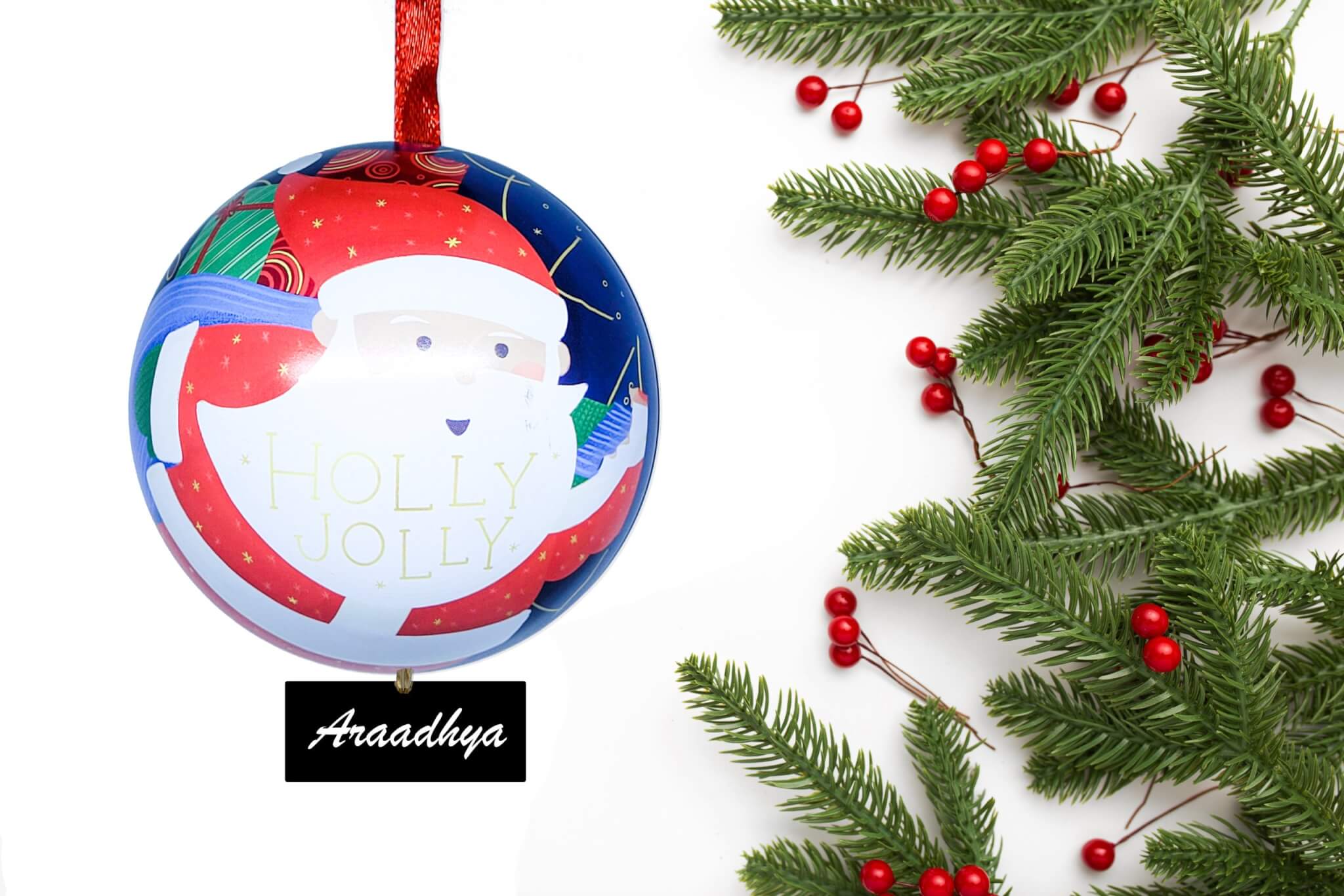 Christmas background with Christmas greeting message on white ba